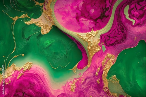 Magenta and gold and green ...