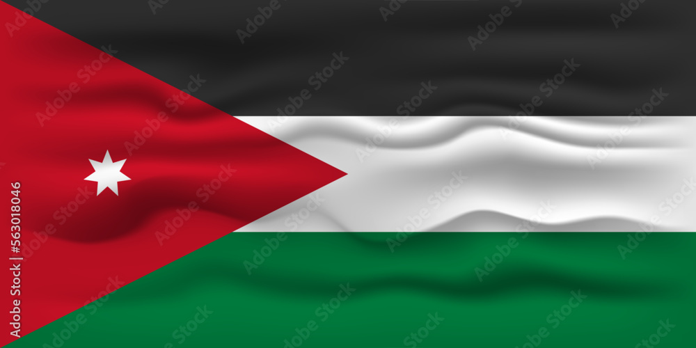 Waving flag of the country Jordan. Vector illustration. Waving flag of the country Jordan. Vector illustration.
