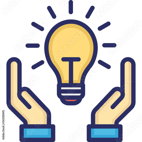 Bulb, hand gesture Vector Icon which can easily modify or edit 