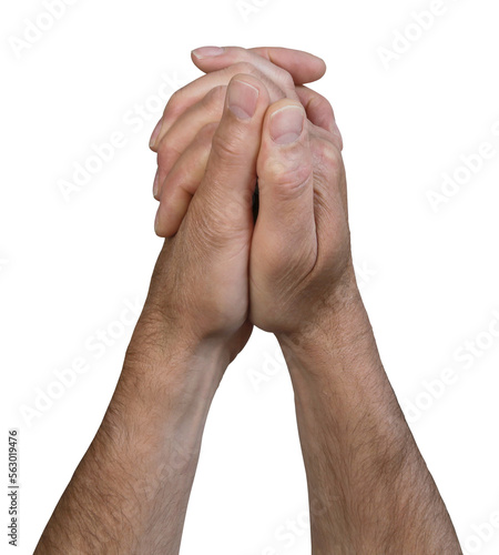 Photographie Male hands in prayer position transparent png file