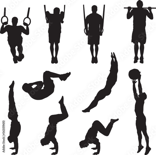 Male athlete doing functional fitness silhouette pack