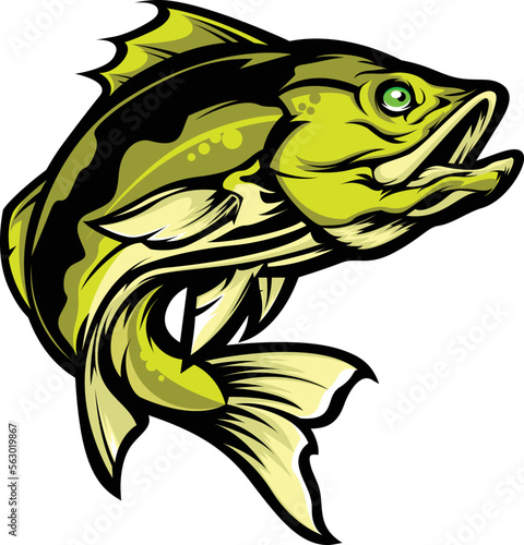  illustration vector graphic of bass fish mascot good for logo sport ,t-shirt ,logo