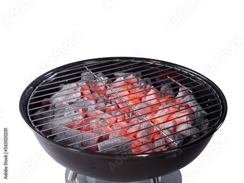Barbecue grill burning charcoal isolated