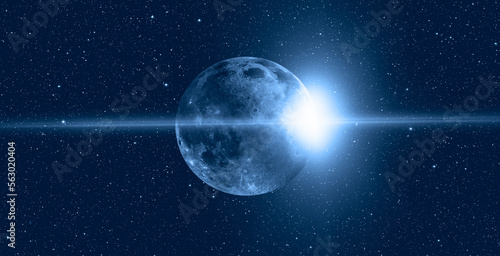 Fototapeta Naklejka Na Ścianę i Meble -  Full  Moon in the space with sunshine 