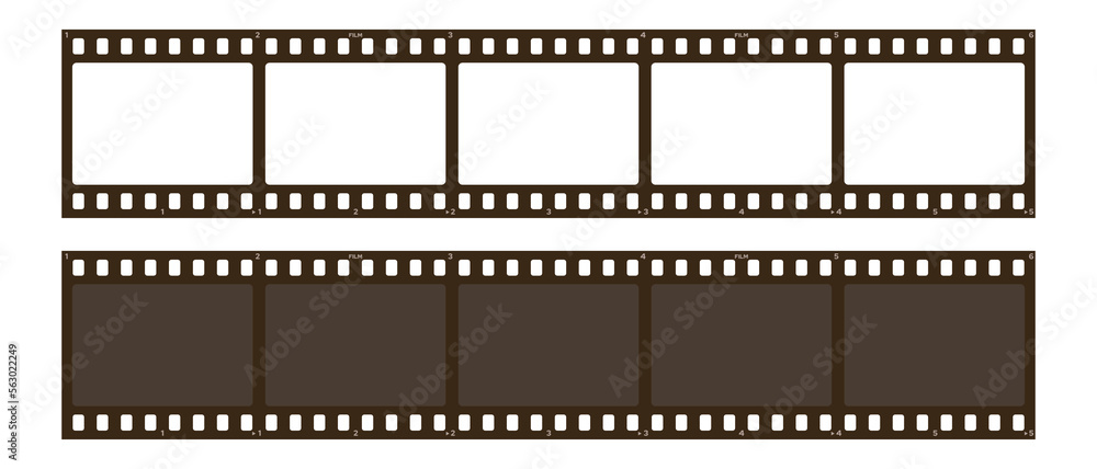 Set of filmstrip isolated on white background. Retro film strip frame. Vector illustration