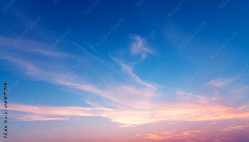 Beautiful  bright sunset sky with clouds. Sunset sky background