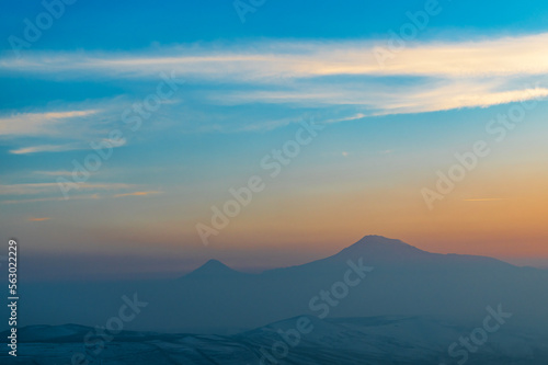  Ararat mountain at the sunset. Mountains at the sunset