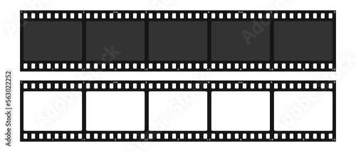 Set of filmstrip isolated on transparent background. Retro film strip frame. Vector illustration