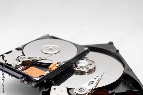 Hard disk isolated on a white background. Computer HDD Hard Disk Drive.