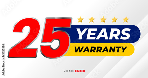 25 years warranty label. for icon, badge, logo, sticker, tag. vector label illustration 