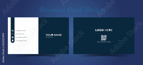 Creative and minimalist business card with pattern background. Business card with dark blue color and royal effect.