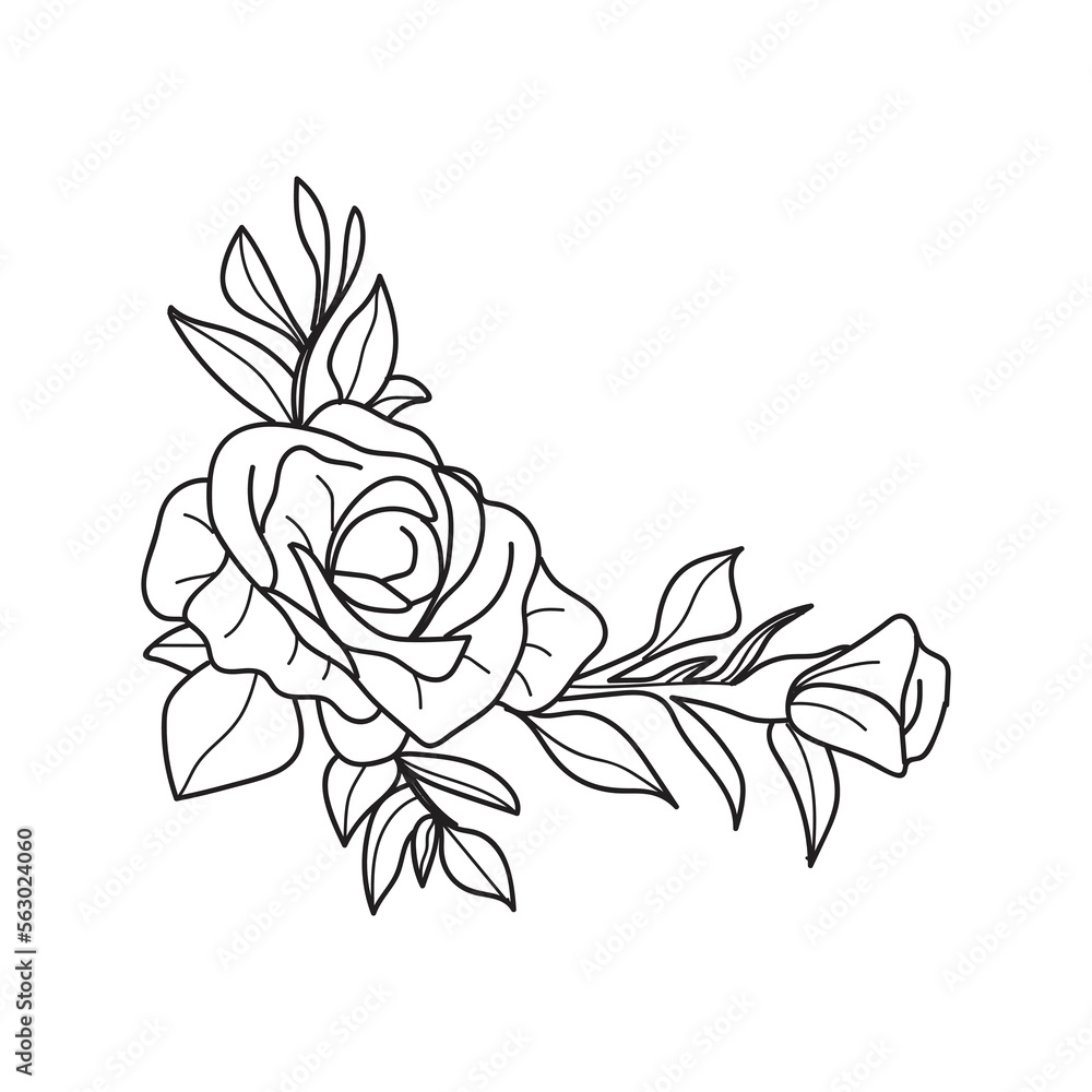 Obraz premium Hand-Drawn Botanical Branches and Leaves Illustration