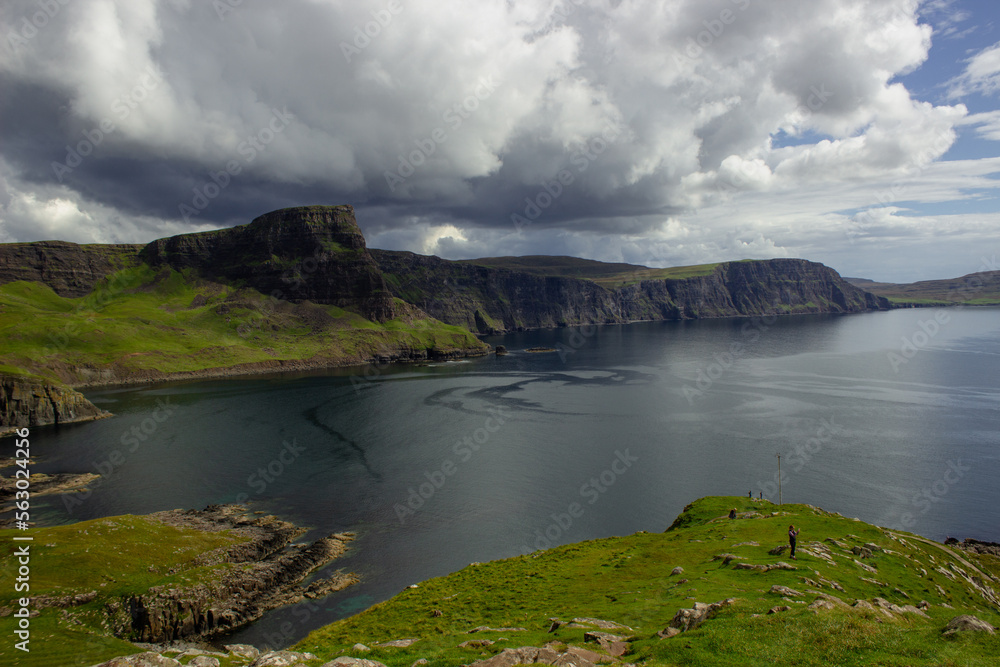 Ocean coast at Neist point lighthouse, Scotland