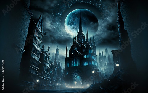 A big castle in magical fantasy world