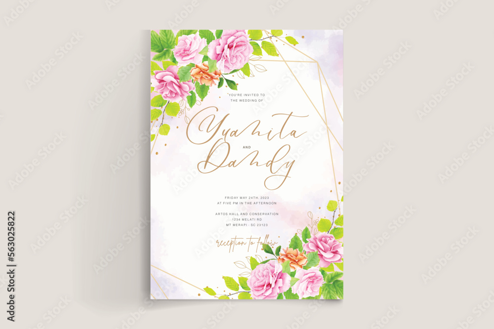 wedding floral and leaves design card