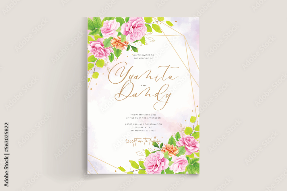 wedding floral and leaves design card wedding floral and leaves design card