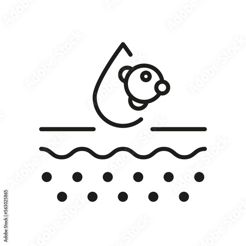 Cosmetology Chemical Cosmetic for Skincare Linear Pictogram. Dermatology Ingredient Outline Icon. Hyaluronic Acid Molecule on Skin Structure Line Icon. Editable Stroke. Isolated Vector Illustration