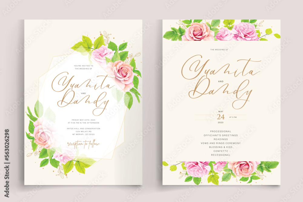 wedding floral and leaves design card