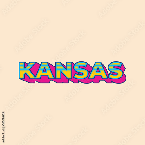 Kansas State Country Vector, Retro Vintage Lettering Design