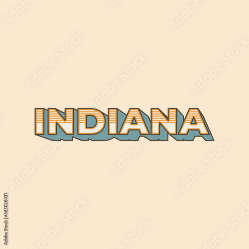 Indiana State Country Vector, Retro Vintage Lettering Design