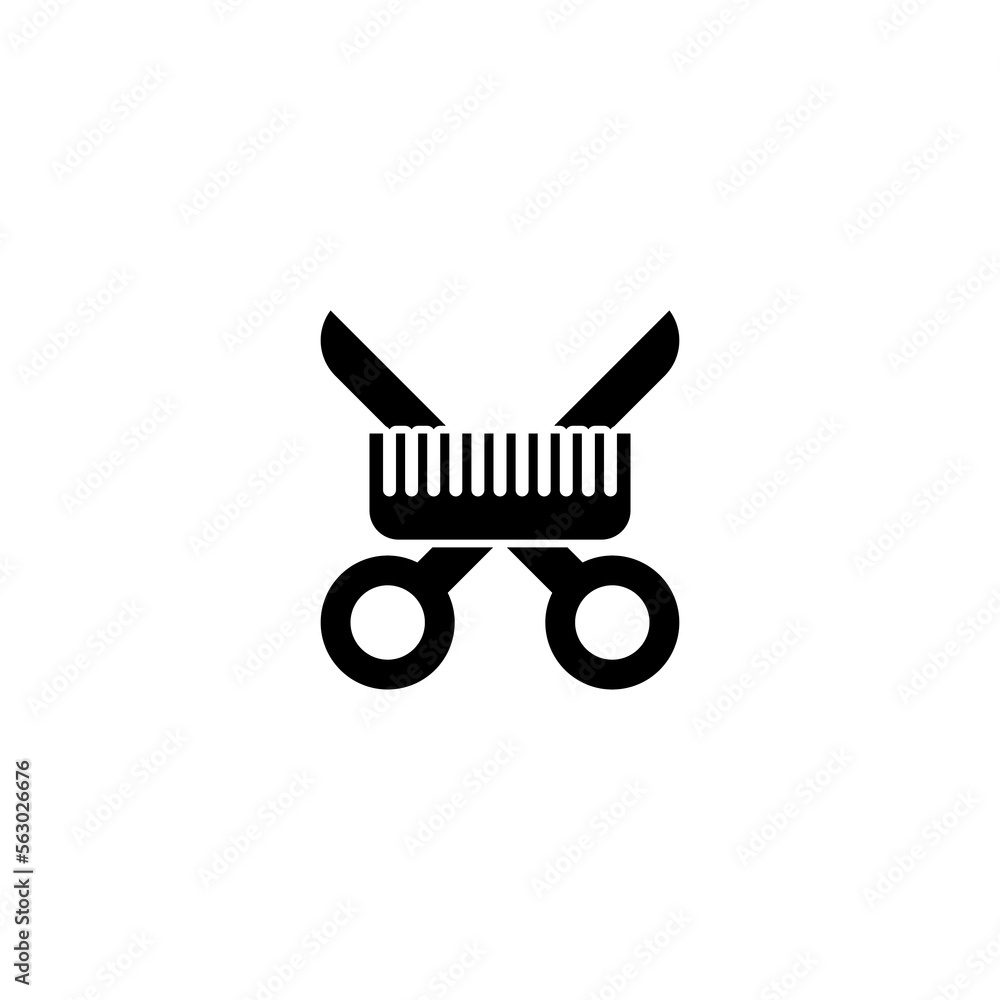 Comb and scissors icon, logo isolated on white background Comb and scissors icon, logo isolated on white background