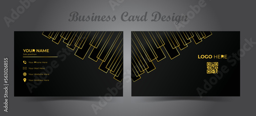 Luxury and elegant dark black business card design with a gold stylish modern visiting card template.