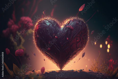 Beautiful heart - valentines day picture - Romantic, Lovely Valentine background wallpaper created with Generative AI technology