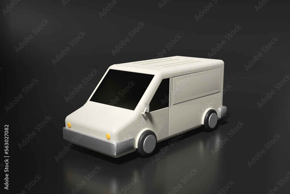 white blind van car in 3d rendering design white blind van car in 3d rendering design