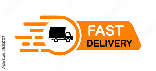 Fast delivery icon with truck. Delivery service icon. Express shipping. Free delivery. Vector illustration.