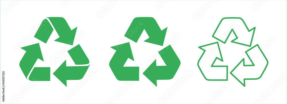 Recycle icons set. Recycling and rotation arrow symbols. Reuse signs. Ecology, cleanliness and recycling symbol. Bio recycling. Vector Recycle icons set. Recycling and rotation arrow symbols. Reuse signs. Ecology, cleanliness and recycling symbol. Bio recycling. Vector