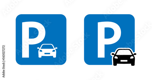 Parking icon. Parking zone. Sign parking for cars. Parking space. Vector illustration.