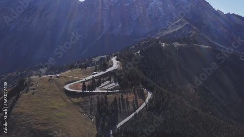 Aerial view of Rossfeld Panorama road, Berchtesgadener Land, Bavaria, Germany. 2.5x speeded up from 24 fps. photo