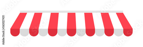 Outdoor striped awning. Shop canopy. Sunshade for the store, market, cafe, hotel or etc. Vector illustration.