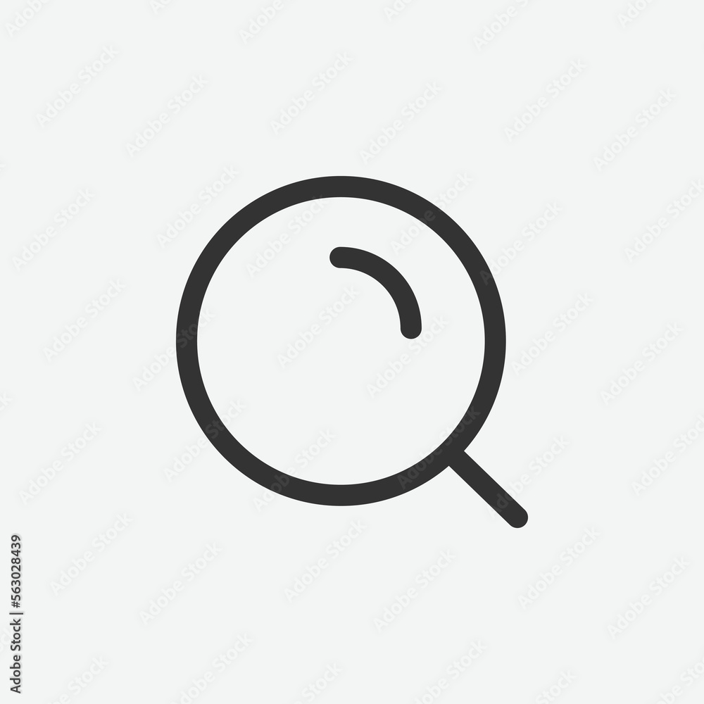 Search vector icon. Black magnifier icon. Search button linear icon, vector illustration. Search vector icon. Black magnifier icon. Search button linear icon, vector illustration.