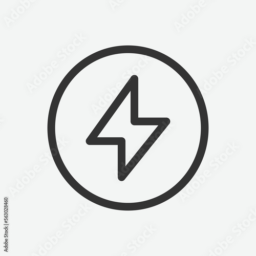 Lightning vector icon. Black energy icon. Electric, thunder, energy linear icon, vector illustration. 