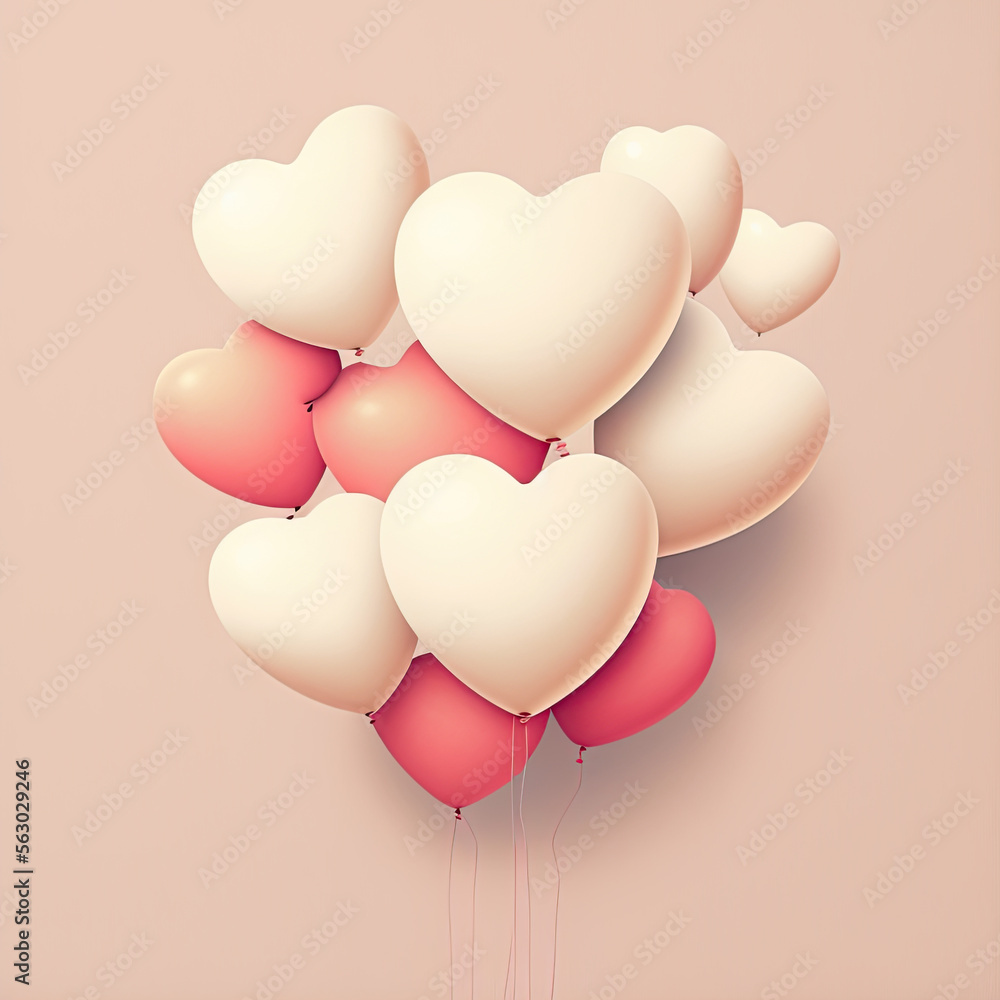 Heart shaped balloons. Heart balloon on pink background. Symbol of love. Valentines day background. Love background. Velentines day illustration.