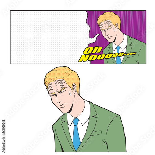 アメコミタッチの悩むビジネスマン