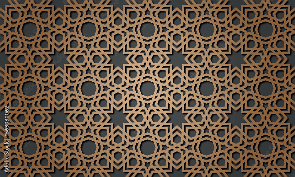 Seamless 3d Ramadan Islamic pattern in Arabian style Vector illustration