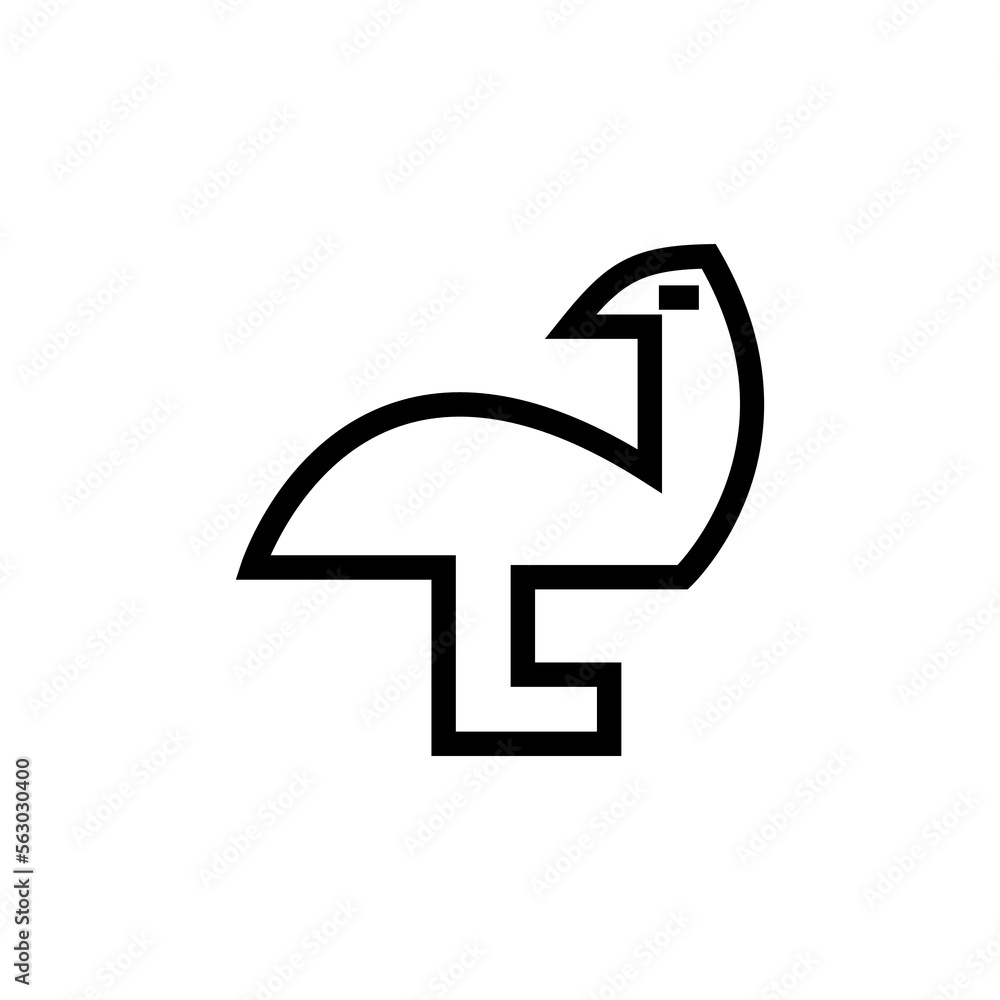 Ostrich icon in line-art style for printing and design.Vector illustration. Ostrich icon in line-art style for printing and design.Vector illustration.