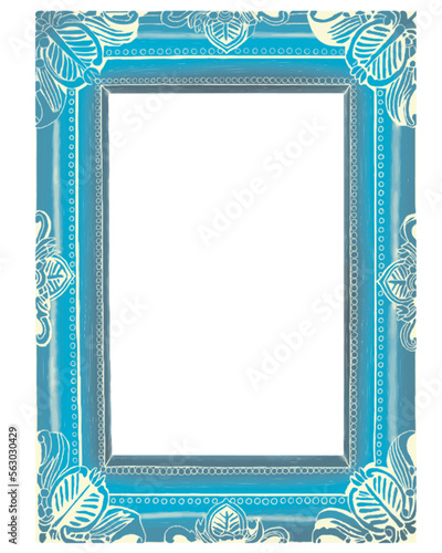 アンティークな額縁　水色　白