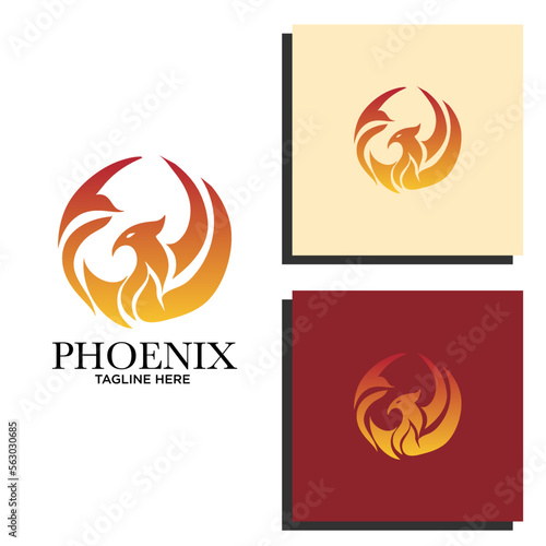 Modern Flaming Phoenix Logo template vector illustration
