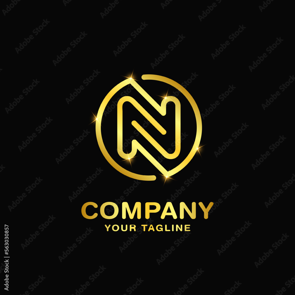 Premium gold letter N logo design with line style for personal identity and business name Premium gold letter N logo design with line style for personal identity and business name