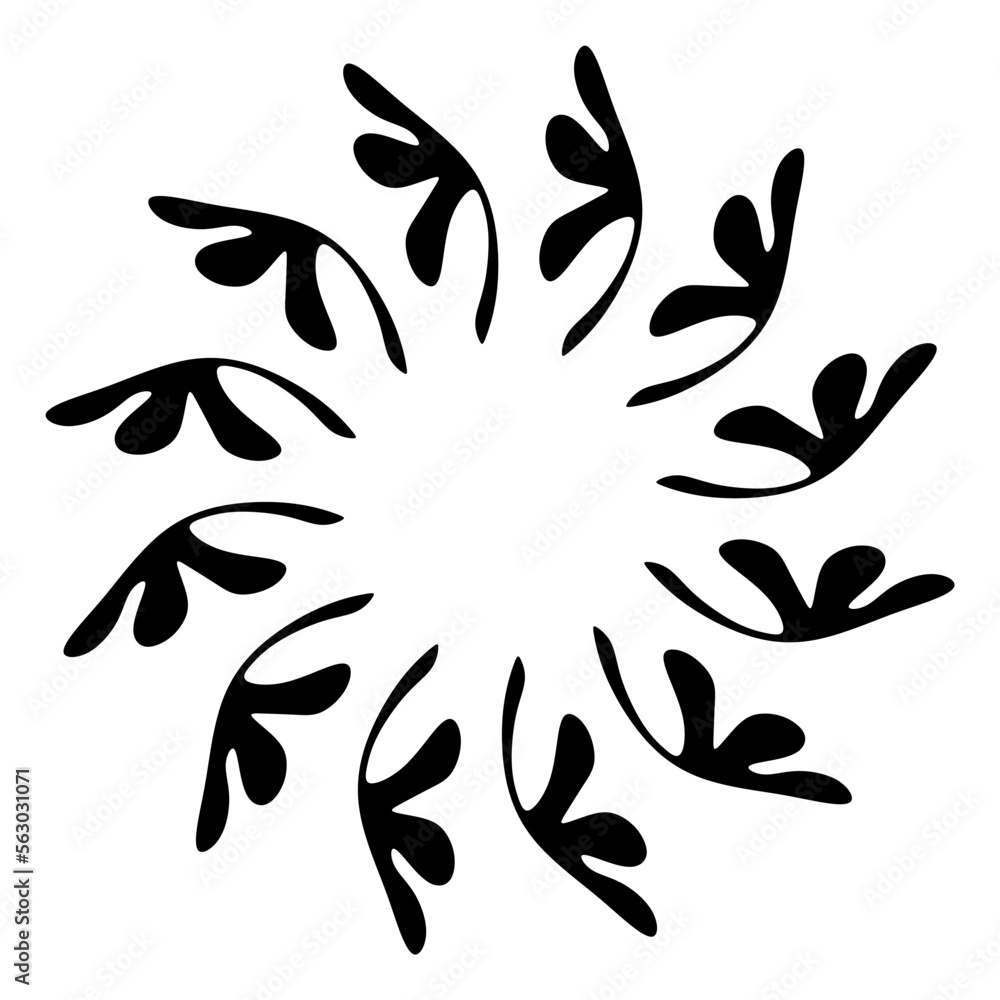 Fototapeta premium abstract floral ornament black and white flower mandala pattern design leaf element pattern sun summer tattoo.