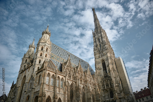 Low-angle view of Saint Stephan's cathedral located in Vienna, Austria