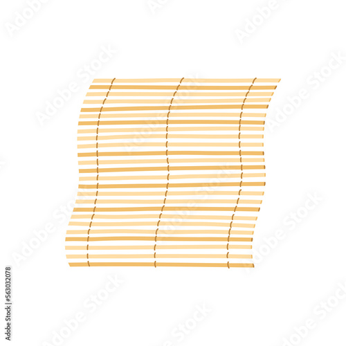 Bamboo makisu sushi mat. Square wooden mat for forming rolls of sushi. Japanese kitchen utensil.