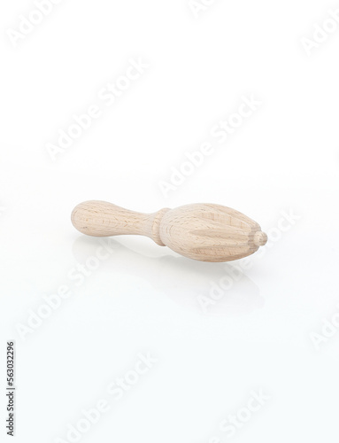 wooden lemon squeezer isolated on white