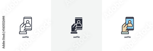 selfie icon. Line, solid and filled outline colorful version, outline and filled vector sign. Idea Symbol, logo illustration. Vector graphics