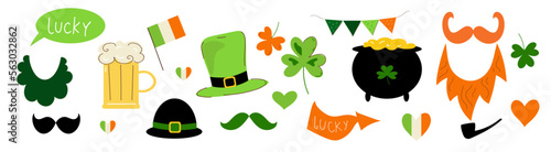  St. Patrick's Day set Vector doodle cartoon illustration.