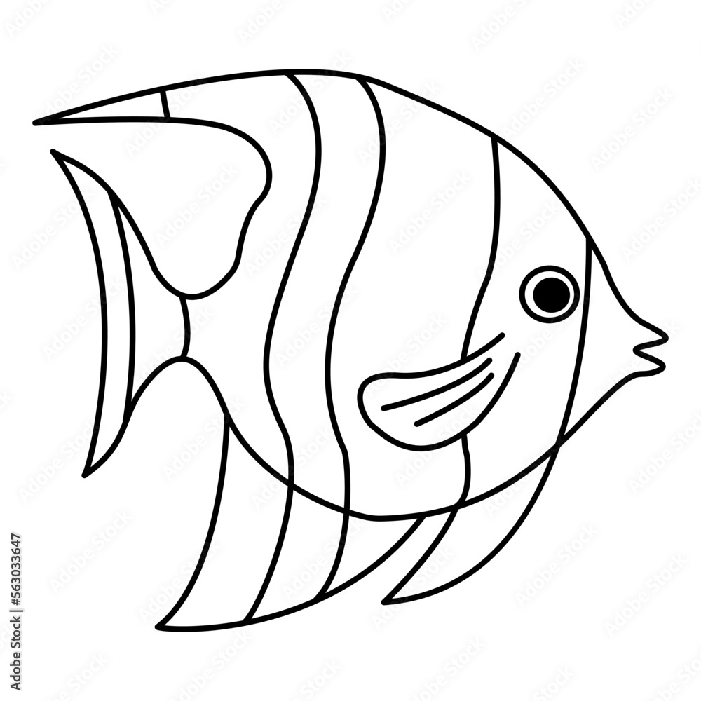Fototapeta premium Moorish idol fish for kid's coloring book. Moorish idol fish vector illustration isolated on white background