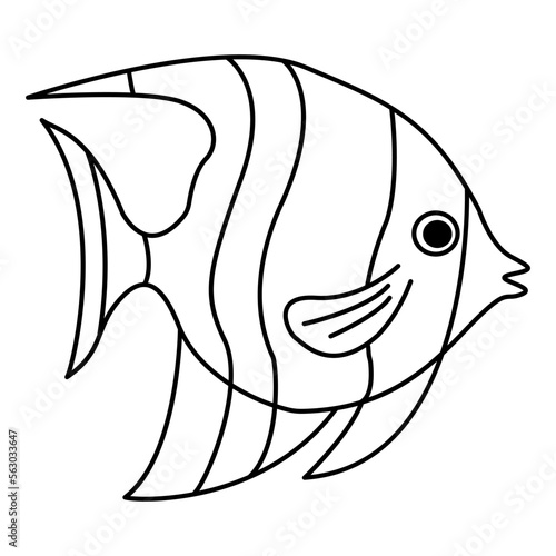 Moorish idol fish for kid's coloring book. Moorish idol fish vector illustration isolated on white background